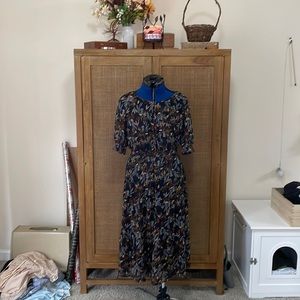 Black floral midi dress